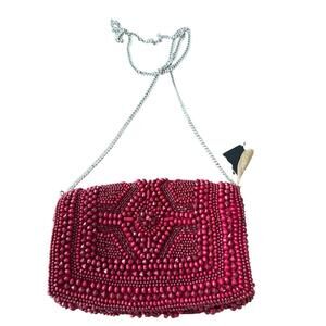 Unbranded Beaded Crossbody Purse Made In India Red
